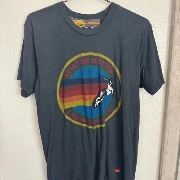 AVIATOR NATION LAGUNA BEACH TEE - CHARCOAL UNISEX MEDIUM - Picture 3 of 5